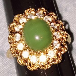 Green Vintage Gemstone and Crystal Ring